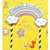 Topper piker ozdoby na tort babeczki jednorożec napis Happy Birthday unicorn dekoracje urodzinowe zestaw 5 sztuk